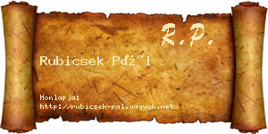 Rubicsek Pál névjegykártya